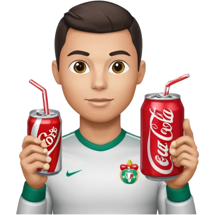 Cristiano Ronaldo with a soda can in his right hand and a candy in his left emoji