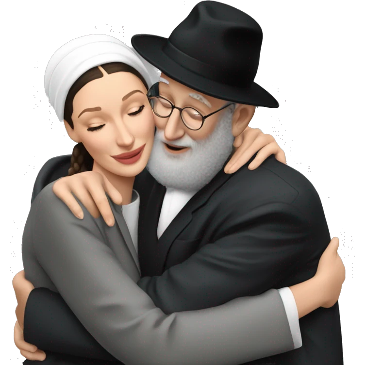 Realistic Bella hadid hugging Jewish Rabbi emoji