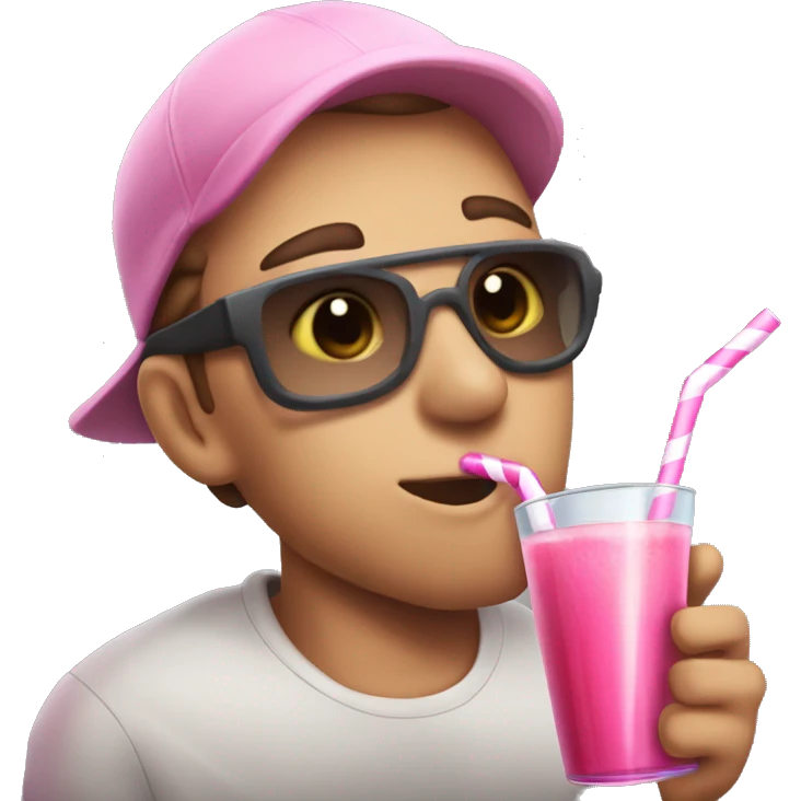 among us crewmate drinking pink juice with a giant straw emoji