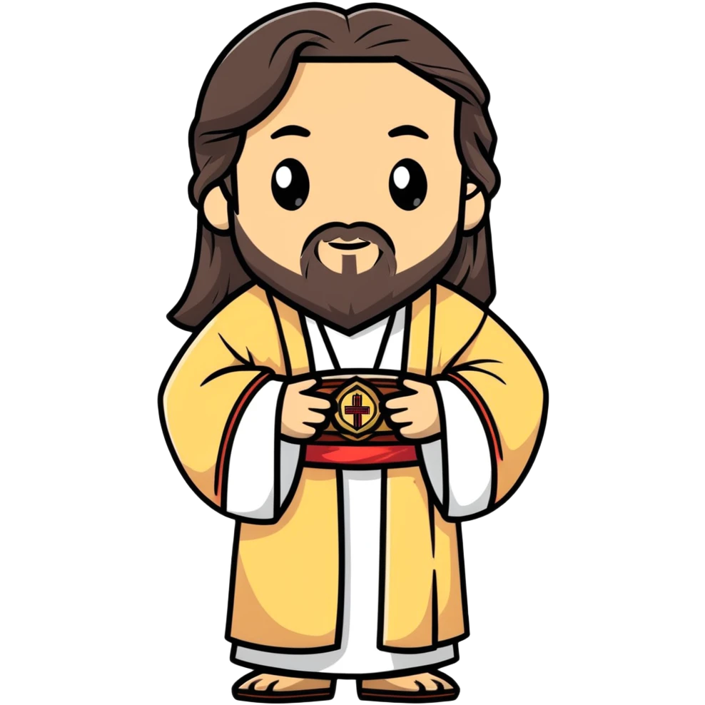 Jesus Christ with long hair and beard, wearing traditional robes emoji
