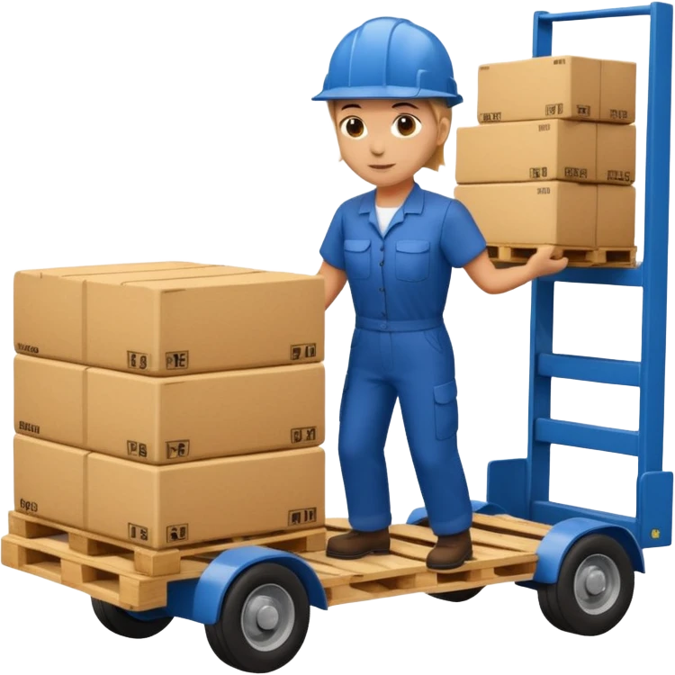 Worker with pallet in truck, import emoji