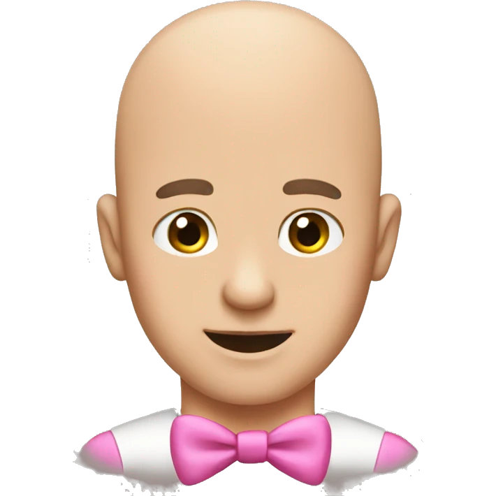 A bald man with a pink bow emoji