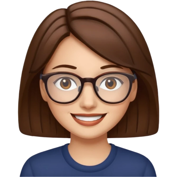 Women brown eye and brown hair with glasses snfearing emoji