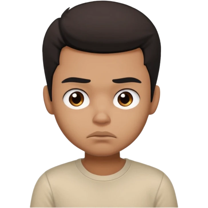 a pretty bratz dusky guy with half sleeved beige tshirt looking sleepy and bored emoji