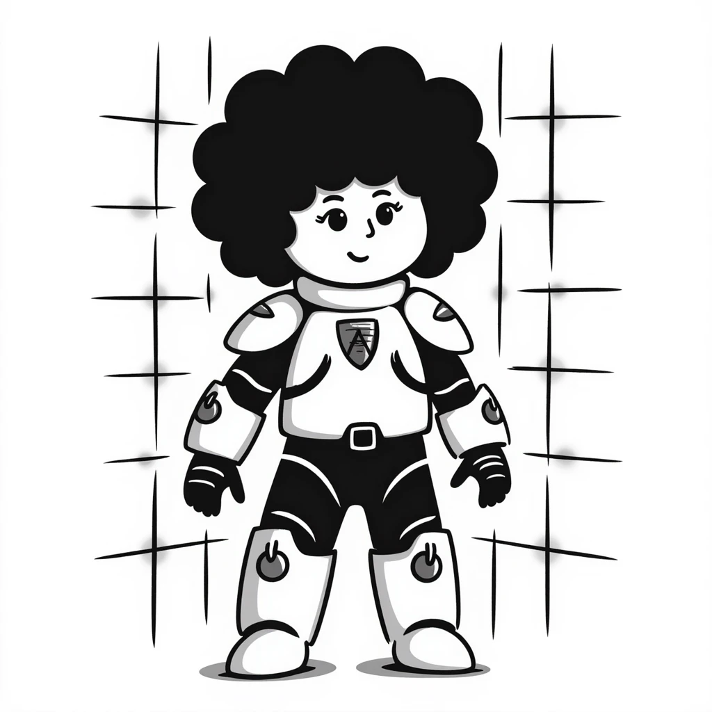 Cabbage Patch Kid in Tron-inspired armor, 80's retro sci-fi, digital grid background emoji
