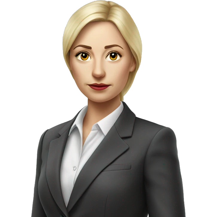 Russian woman full length in suit photorealistic serious emoji