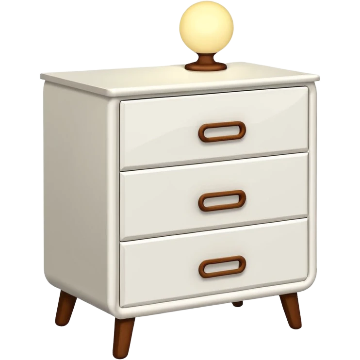 A cute and beautiful petite minimalistic neat Cupboard-commode-drawer-night-stand furniture with a night lamp on  emoji