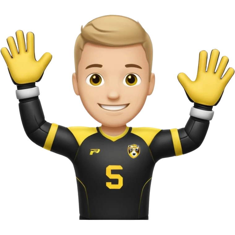 Football goalkeeper gloves with man goalkeeper and small emoji emoji