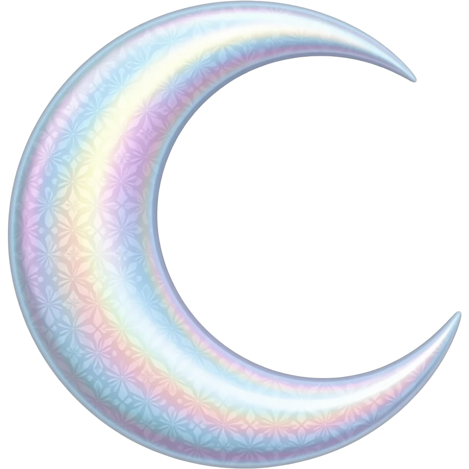 glossy Pastel iridescent floral shiny crystal crescent damask moon emoji
