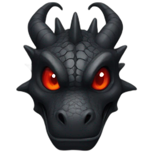 Black dragon with red eyes emoji