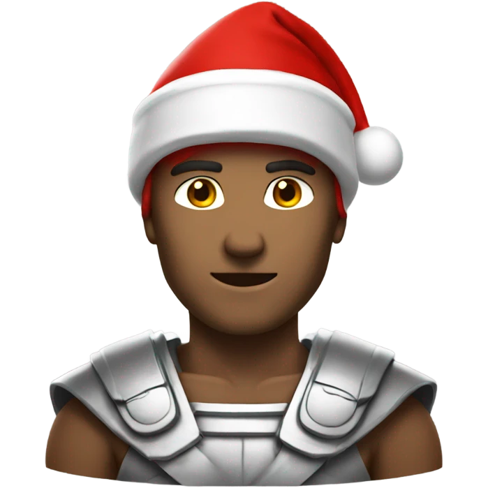 white spartan male wearing red santa hat emoji