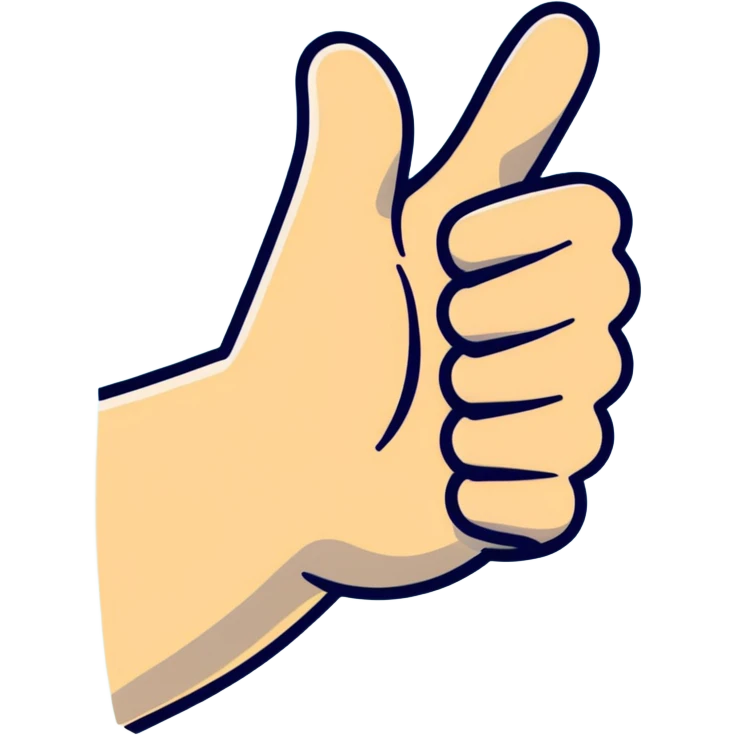 human hand giving a thumbs up, cartoonish, simple background emoji