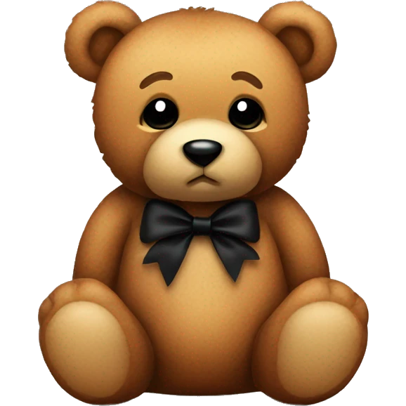 Cute brown teddy bear with black bow emoji