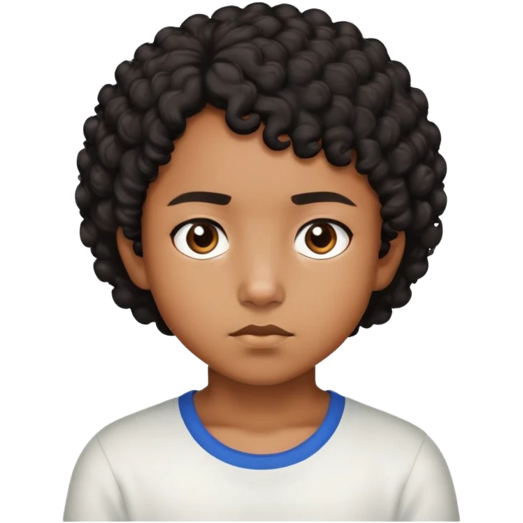 "- Nam
- 10 tuổi
- Da nâu
- Tóc ngắn, đen, xoăn
- mặt nghiêm túc
" emoji