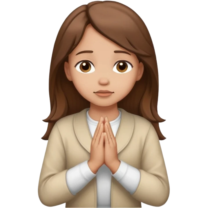 Light skin girl with brown hair praying emoji
