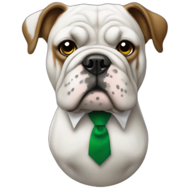 Bulldog with a green tie emoji
