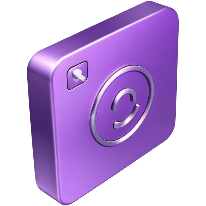 Purple 3D metallic square with location icon emoji