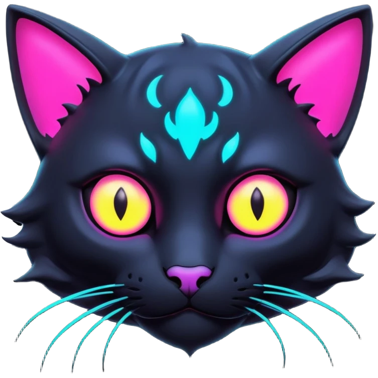 Black Dark Nocturnal Neon-glowing Abyssal Nightly Abyss-Cat-Fakémon Creature emoji