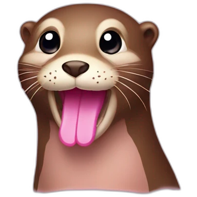 pink otter with stuck-out tongue and squinting eyes emoji