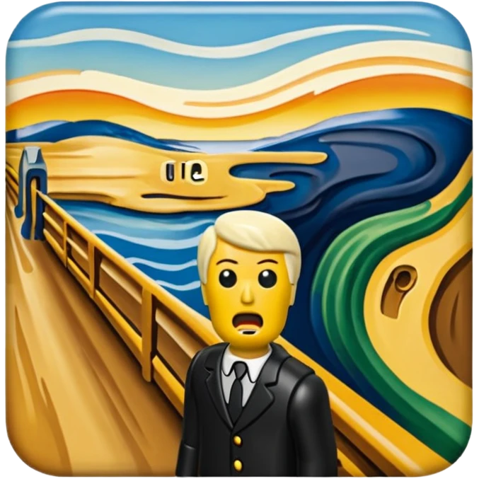 Edvard munch the scream landscape but a minifig emoji