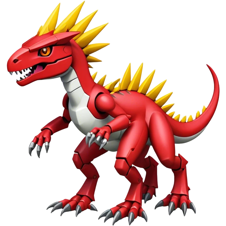 Spiky Cool Edgy Futuristic shiny colorful Digimon-Fakemon-Guilmon-Velociraptor-Mecha full body emoji