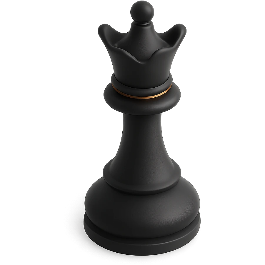 a chess queen, minimalist silhouette, 3D black style emoji