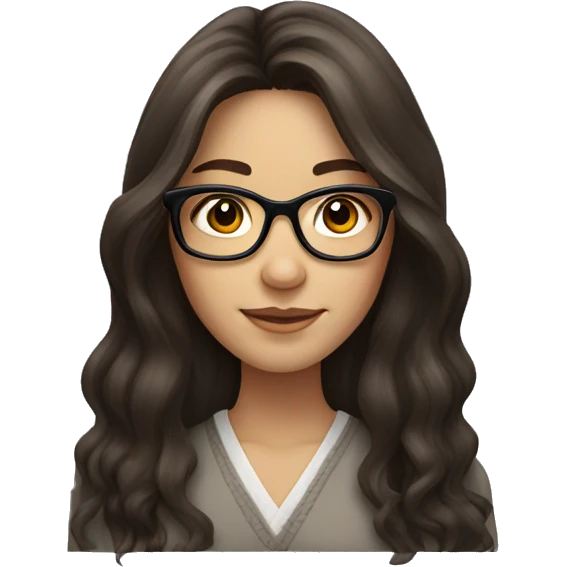 a brunette girl with long hair and hexagone glasses  emoji