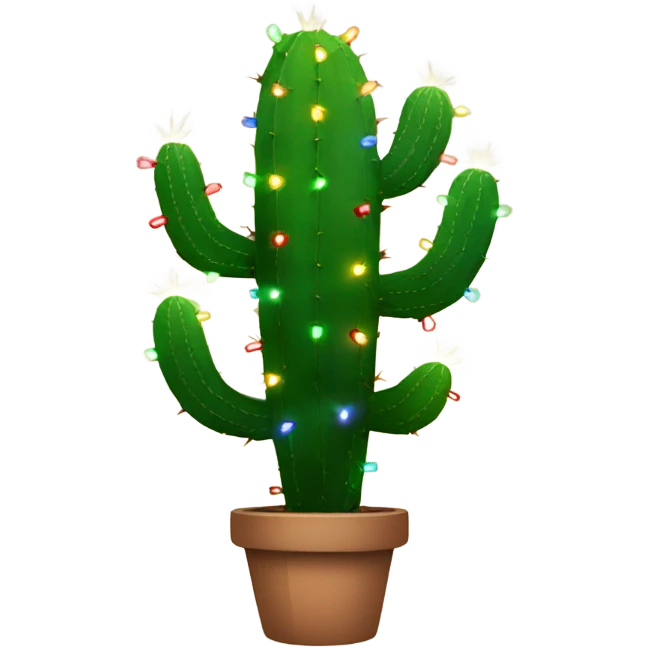 Cactus with Christmas lights  emoji