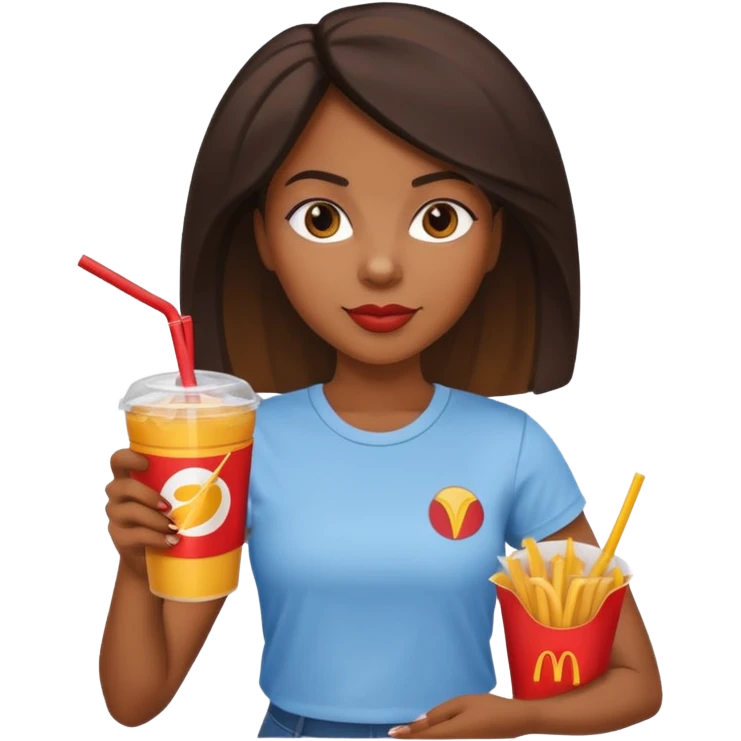 black woman holding fastfood drink emoji