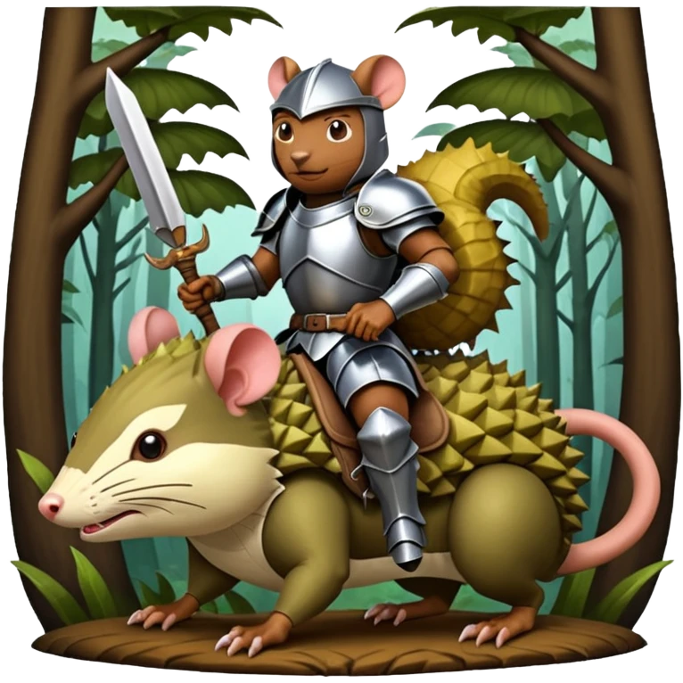 DURIAN KNIGHT RIDE ON THE RAT IN THE FOREST emoji