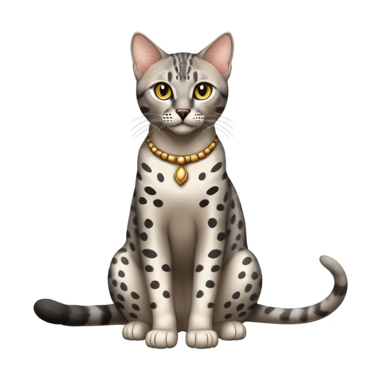Egyptian Mau cat full body sitting with ancient temple background emoji
