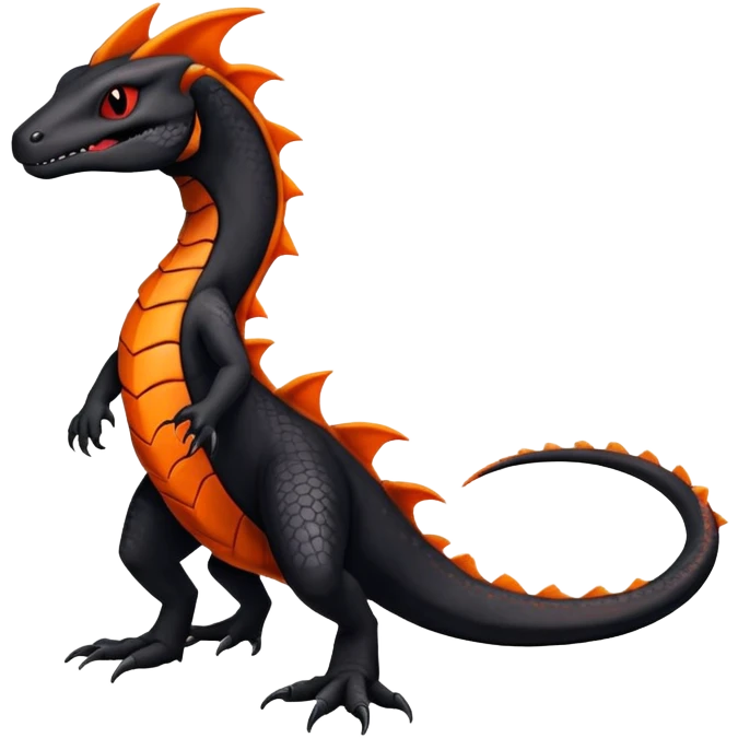 Black an Orange Salandit-Salazzle-Draco-Drakeon-Fakémon-creature-hybrid emoji