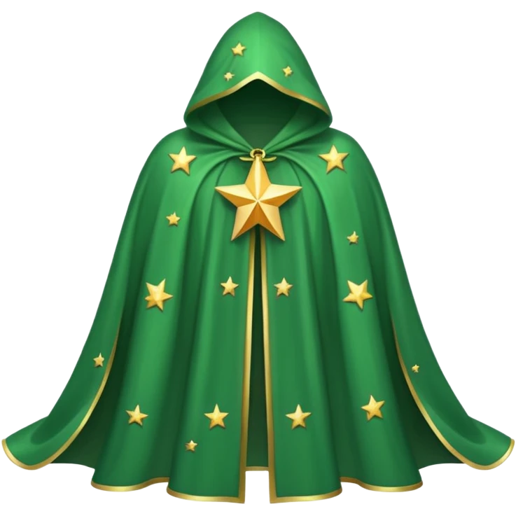 a fantasy  magic, green color with star pattern cloak emoji