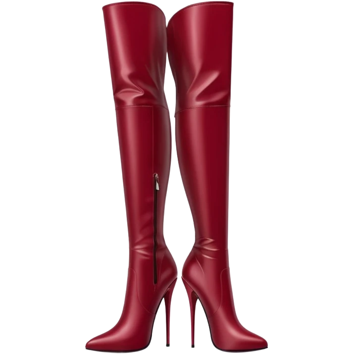 burgundy red latex knee high heel boots emoji
