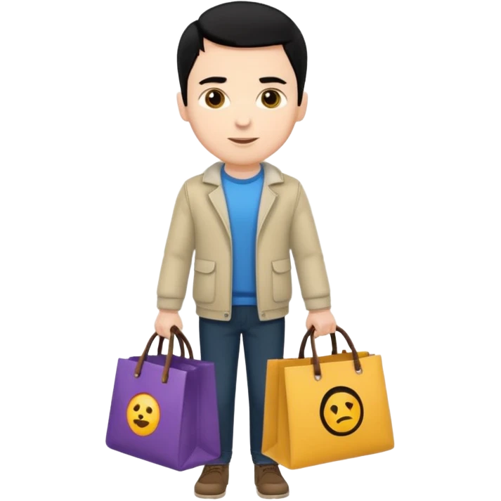 a white man with black hair carrying branded bags emoji