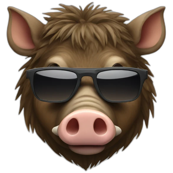 Boar face with tusk and sunglasses emoji