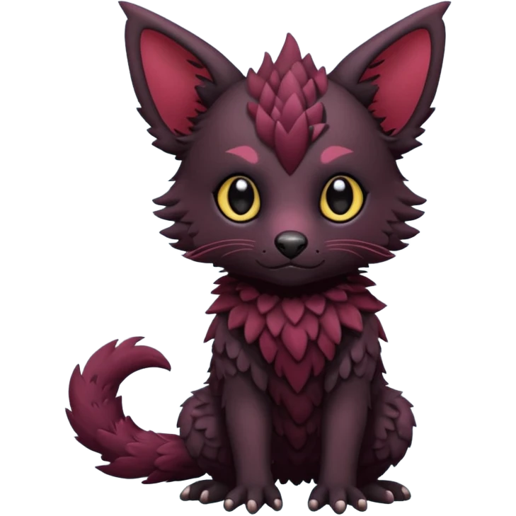 Cute adorable black Trico-hybrid-creature dark burgundy (full body) emoji