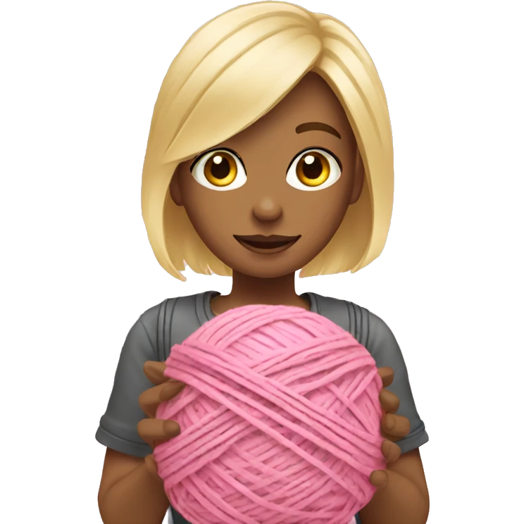 girl with yarn ball pink blond emoji