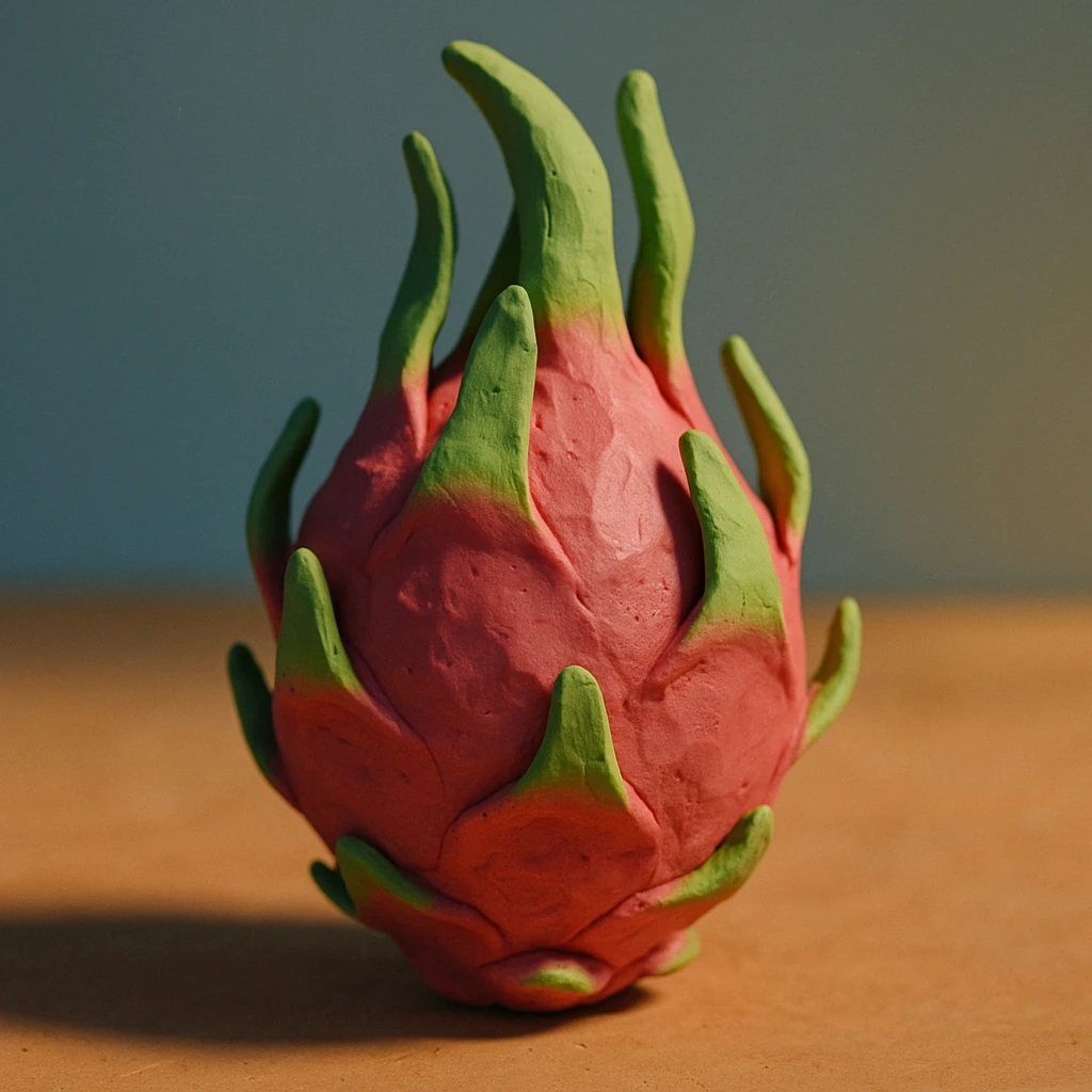 realistic dragon fruit, claymation style emoji
