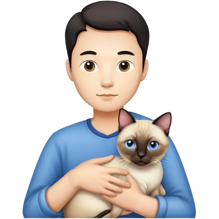 chinese man holding siamese cat emoji