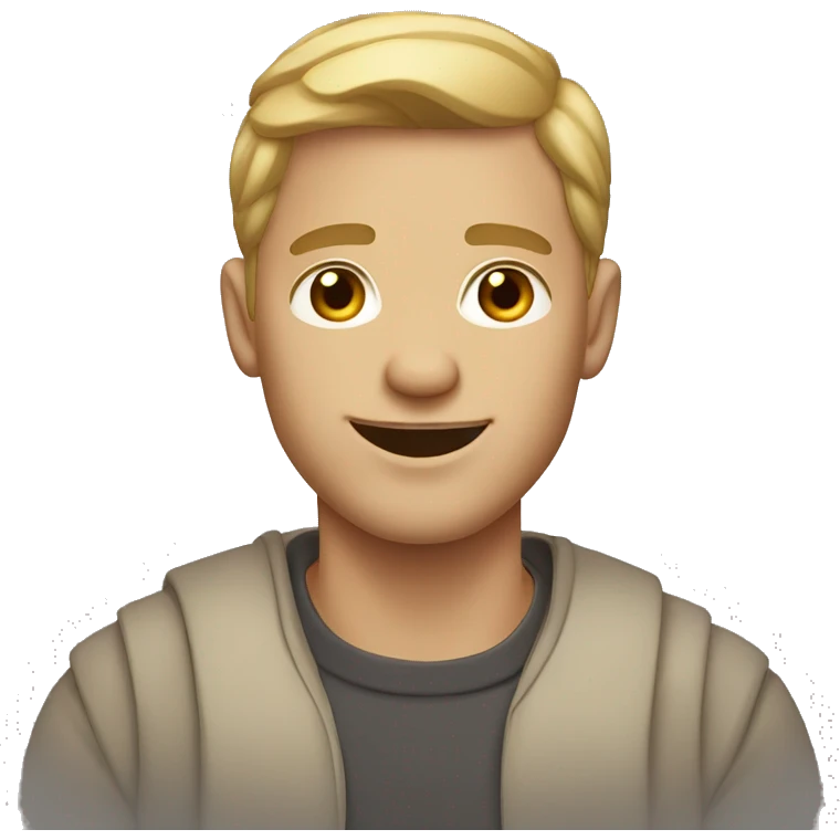 A man that’s gay and light skin brown hair big earrings and weird teeth emoji
