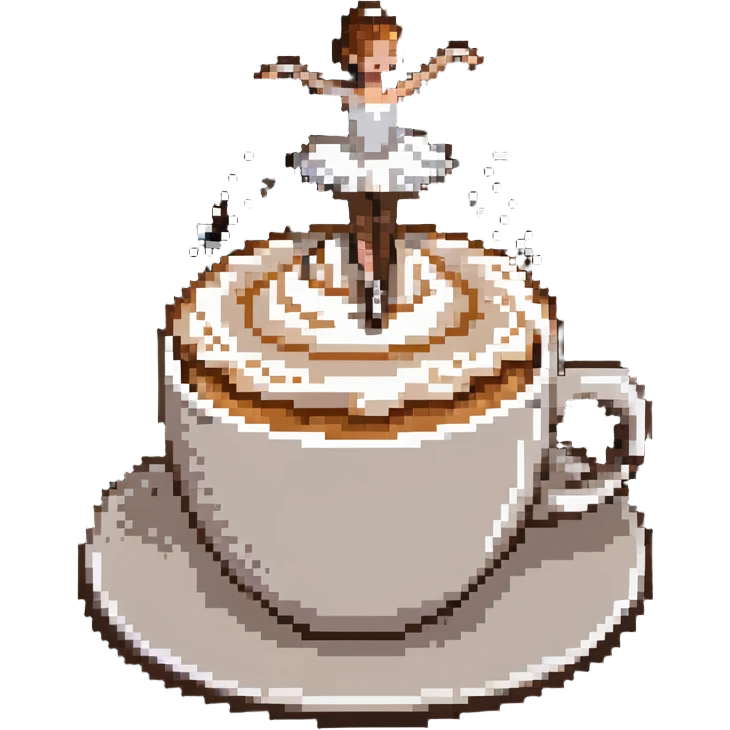 Ballerina dancing on top of frothy cappuccino, coffee cup emoji