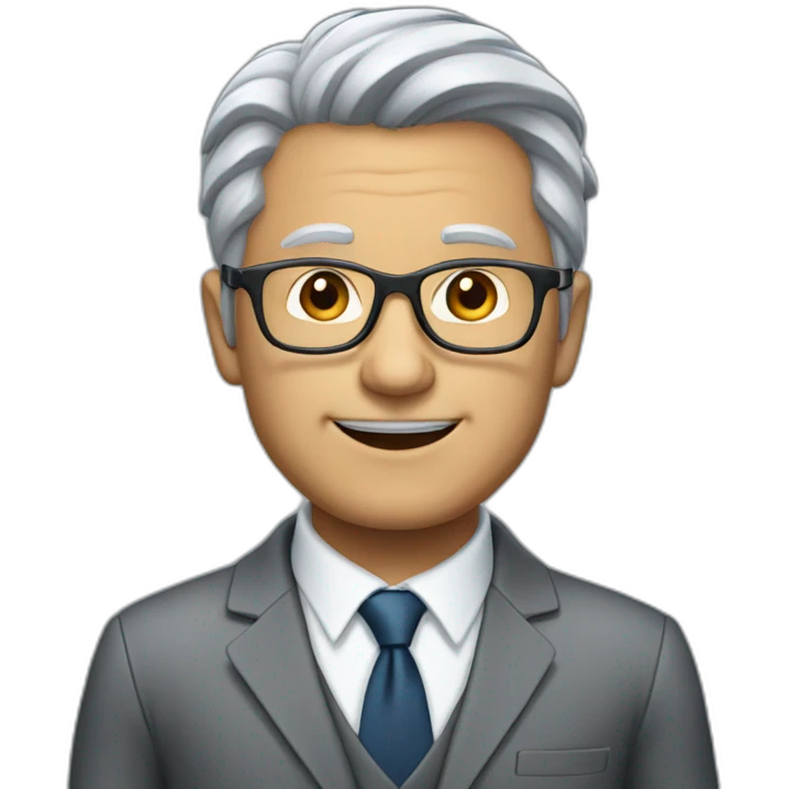grey haired man with no mustache and with glasses in business suit emoji