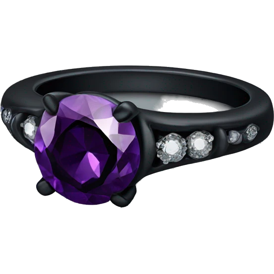 Dainty Black wedding ring with dark purple diamond emoji