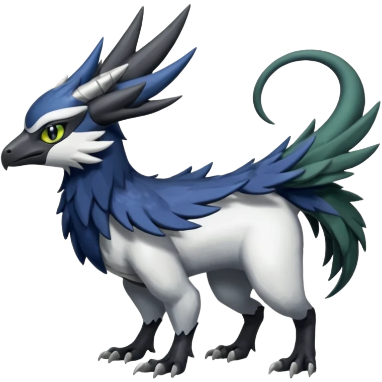 Shiny Black Grey White and Dark-Green Trico-Nargacuga-Silvally-Absol-fusion emoji