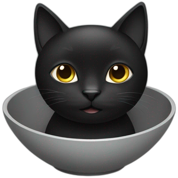 black cat in a grey bowl emoji