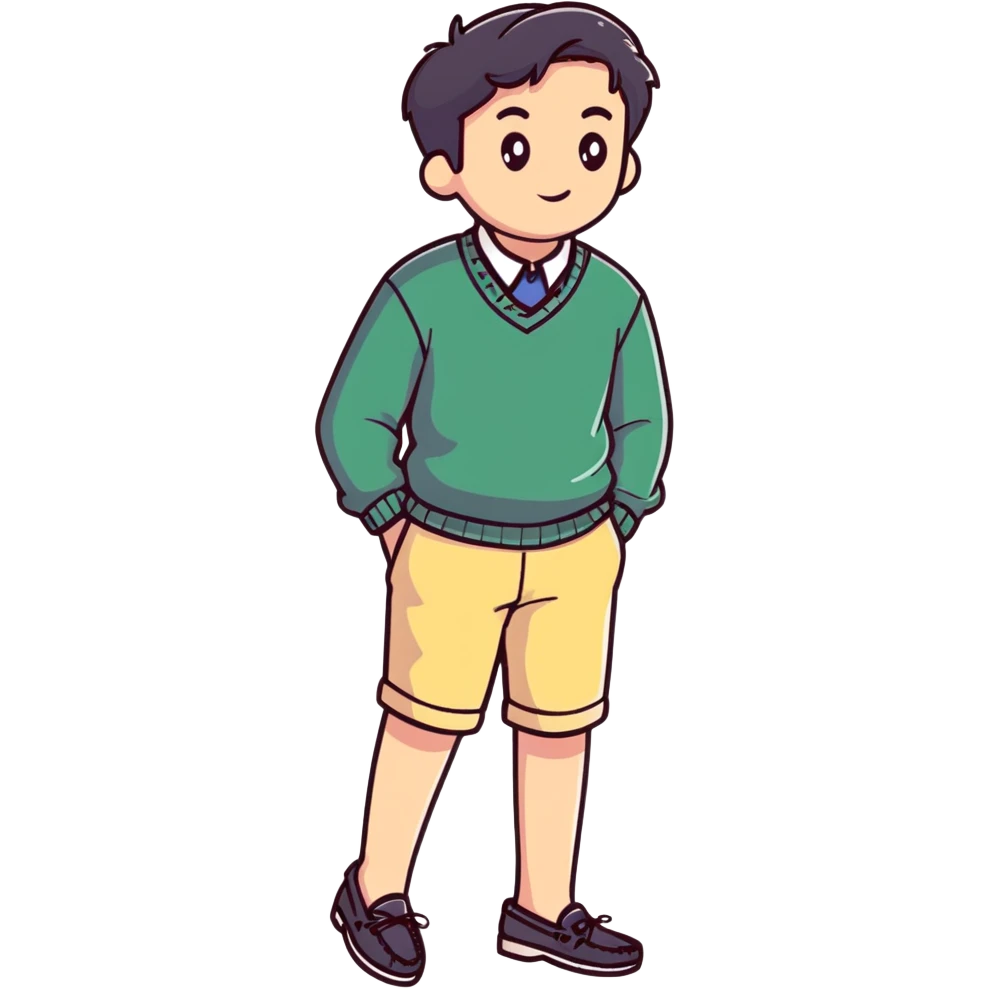 preppy outfit with boat shoes and sweater tied around shoulders emoji