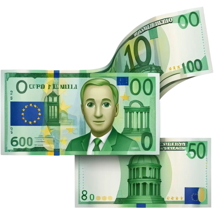 shiny green euro bill with '0€' emoji