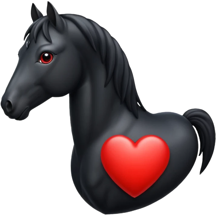 Black Horse centered within a red heart emoji emoji
