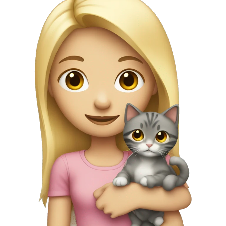 Blonde girl holding a cat emoji